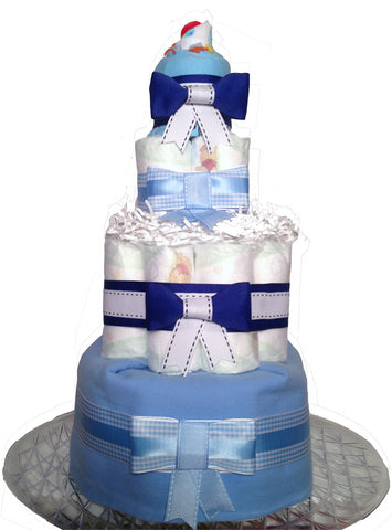 Baby Boy Blue- 4 Tier Blanket/Diaper Combo Diaper Cake