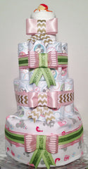 Vintage Pink and Green Diaper Cake
