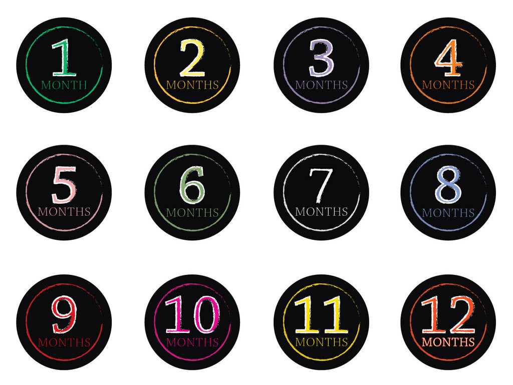 Month-by-Month Stickers {Chalkboard-Colour}