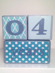 Nursery Photo Blocks- Aqua & Grey