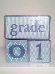 Nursery Photo Blocks- Aqua & Grey