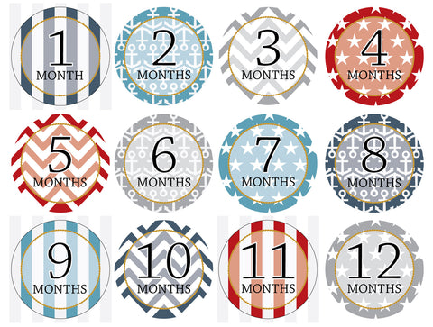 Month-by-Month Stickers {Nautical}