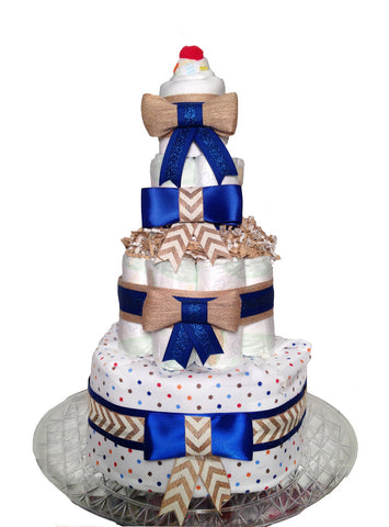 Vintage Boy-4 Tier Blanket/Diaper Combo Diaper Cake